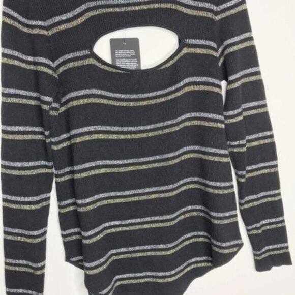 CHASER Metallic Stripe Cutout Sweater  - Picture 4 of 9